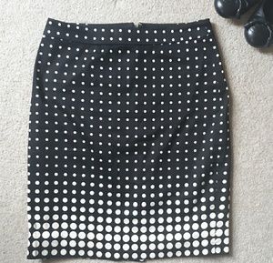 The Pencil Skirt Black with ivory dots